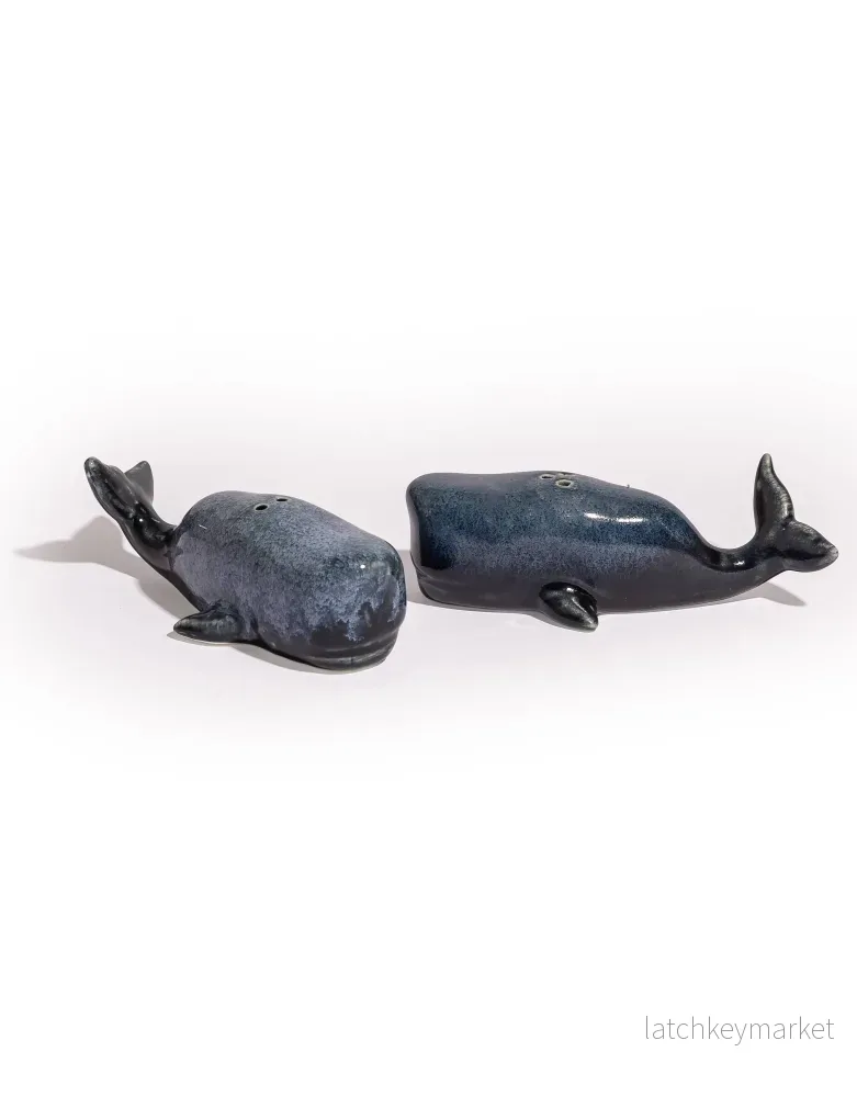 Set Of Ceramic Blue Whale Salt & Pepper Shakers (To Be Bough