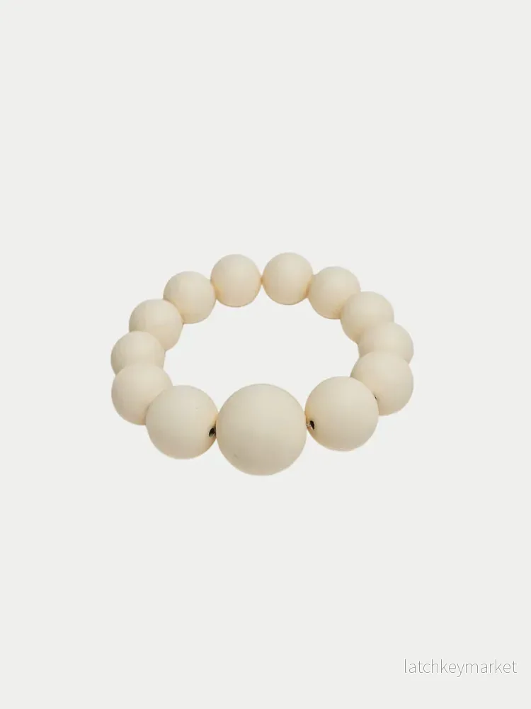 Big Bead Elastiskt Armband, Creme