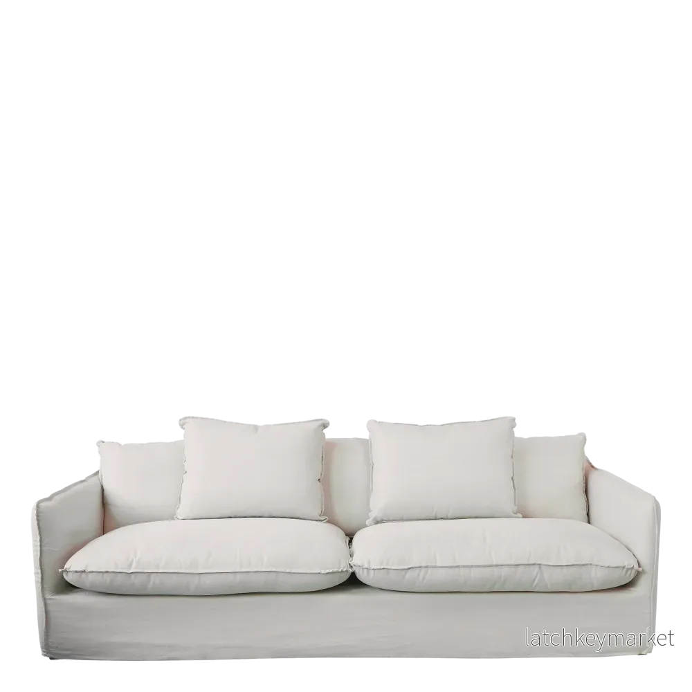 Chic Antique Fåtölj Soffa i lin med 5 kuddar