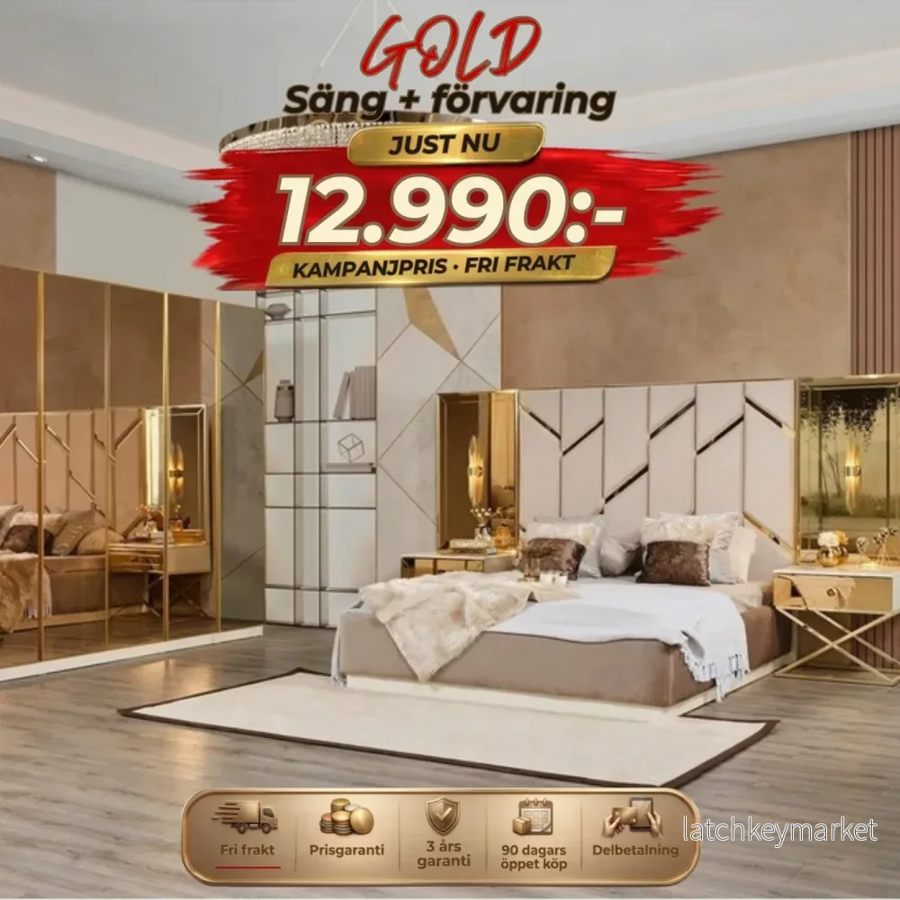 ⭐ GOLD Säng med förvaring + Madrass ⏳ Specialerbjudande | Endast 4 kvar-160*200cm