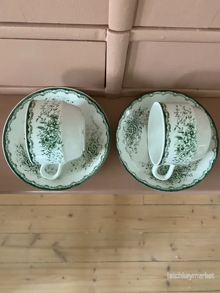 Gröna Anna Rörstrand - 2st kaffekoppar med fat - Bild 2