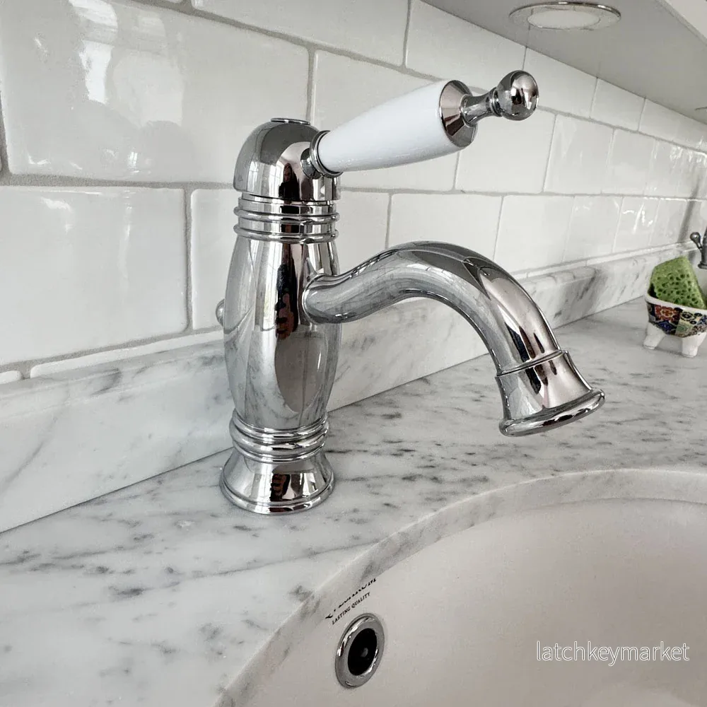 Oxford tvättställsblandare krom/vit - Bild 2