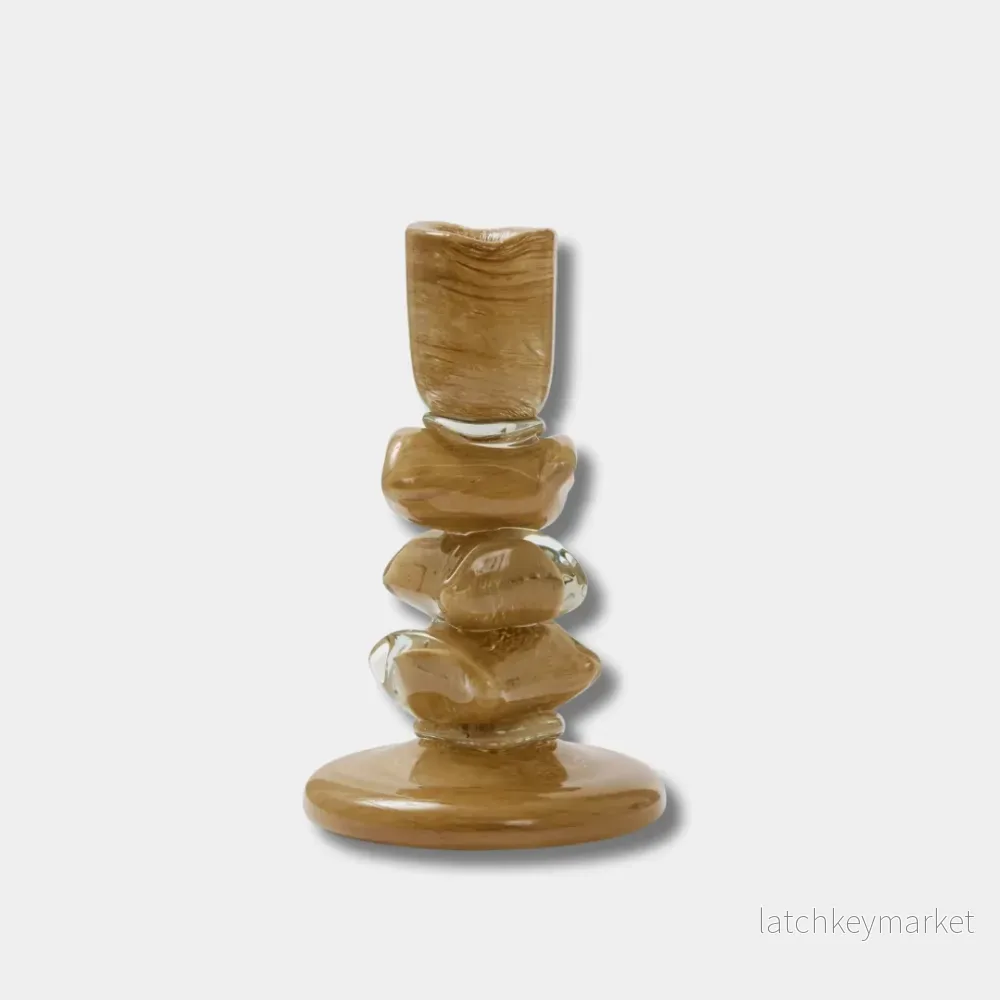 Ljusstake Carmella i beige glas Small - Bild 2
