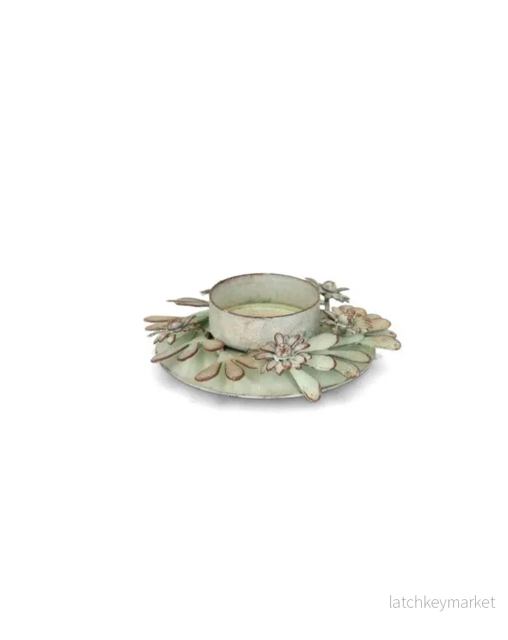 Ljushållare 2-pack Floral Green Ø10 cm REA Ljushållare 2-pack Floral Green Ø10 cm REA