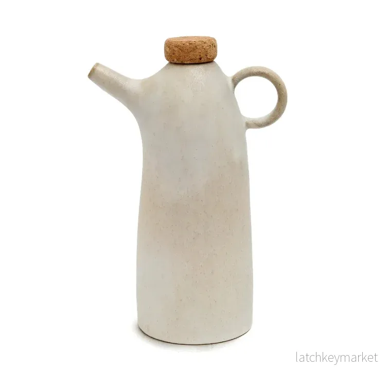 The Portuguese Olive Oil Bottle with cork top - off-white