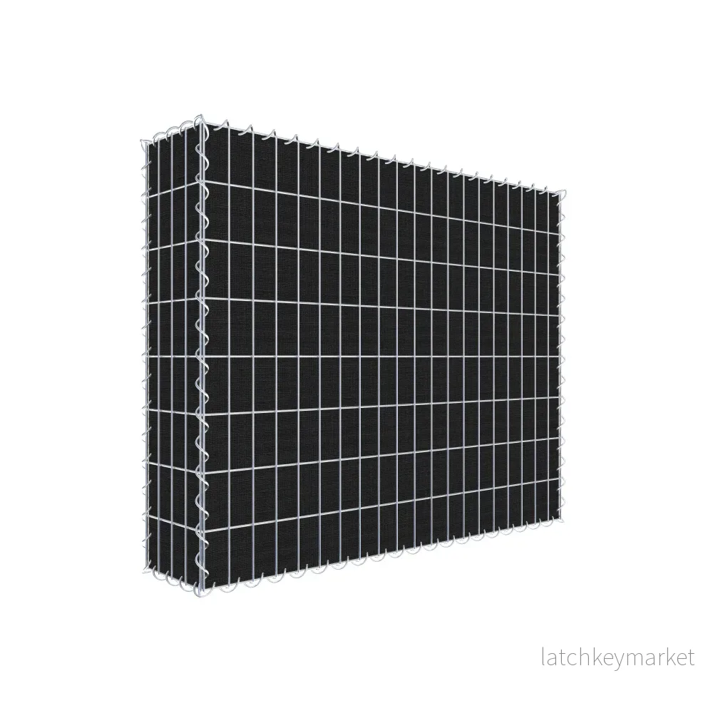 Grön gabion med fleece 100 cm x 80 cm x 20 cm (L x H x D), maskstorlek 5 cm x 10 cm, spiral