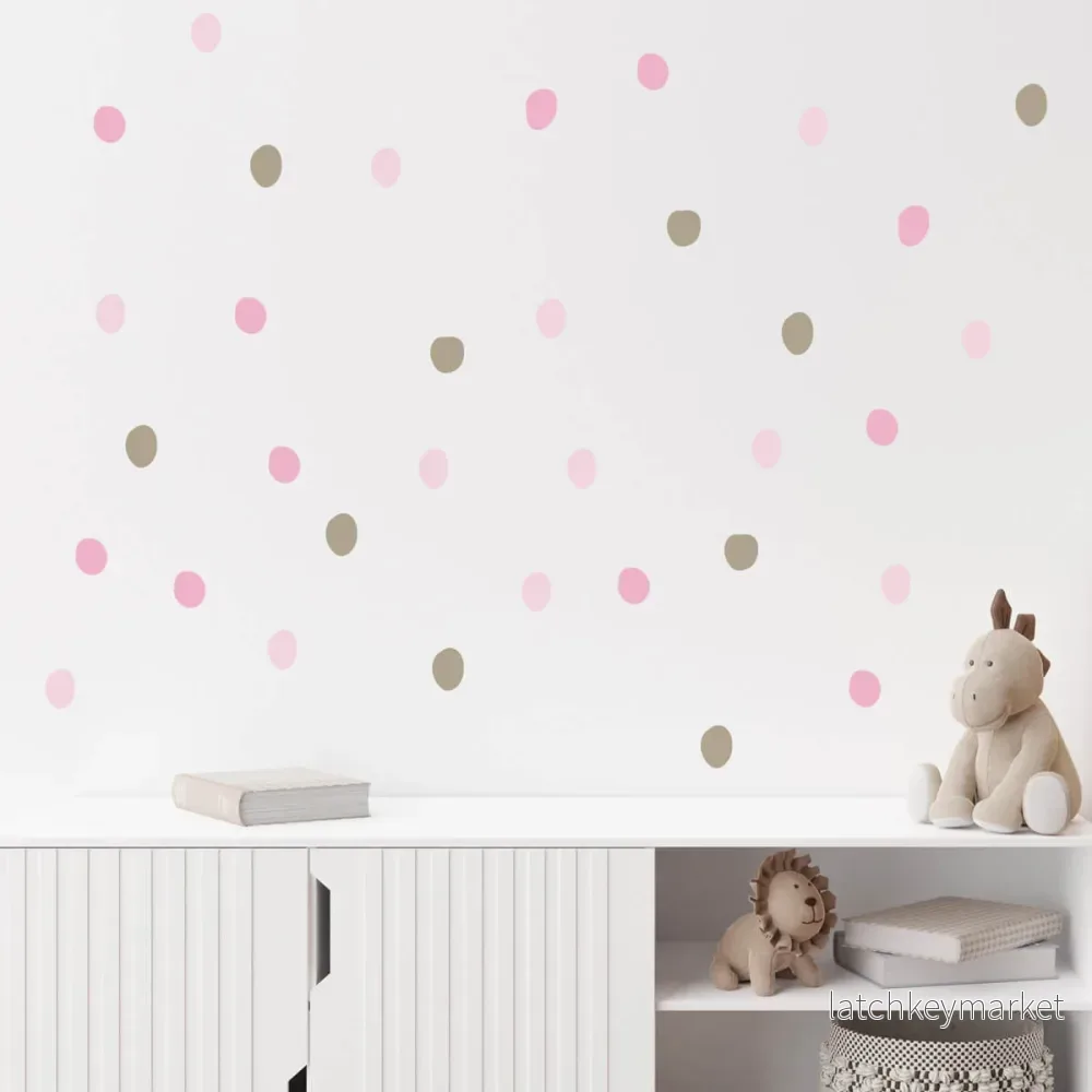 Väggdekor spots – Ljusrosa, rosa & beige Väggdekor spots – Ljusrosa, rosa & beige