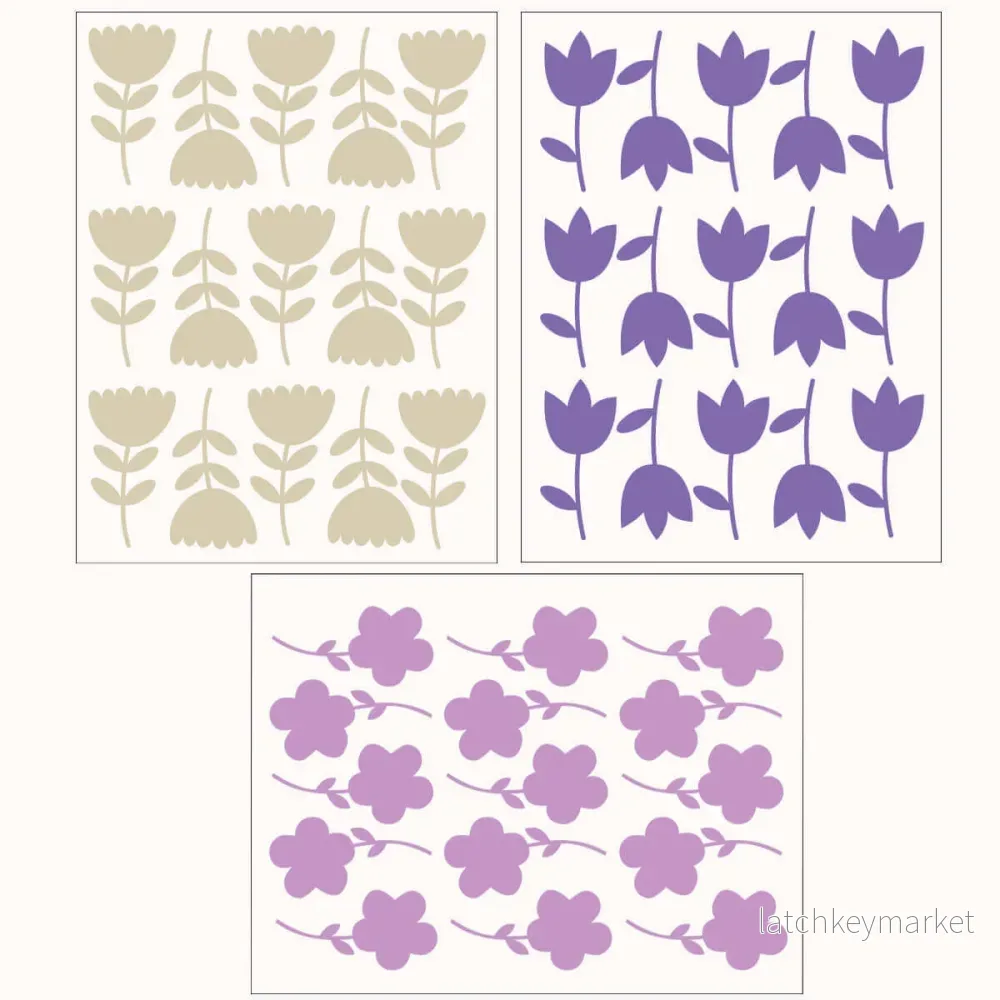 Väggdekor Blommor - beige, lila, ljuslila - Bild 2