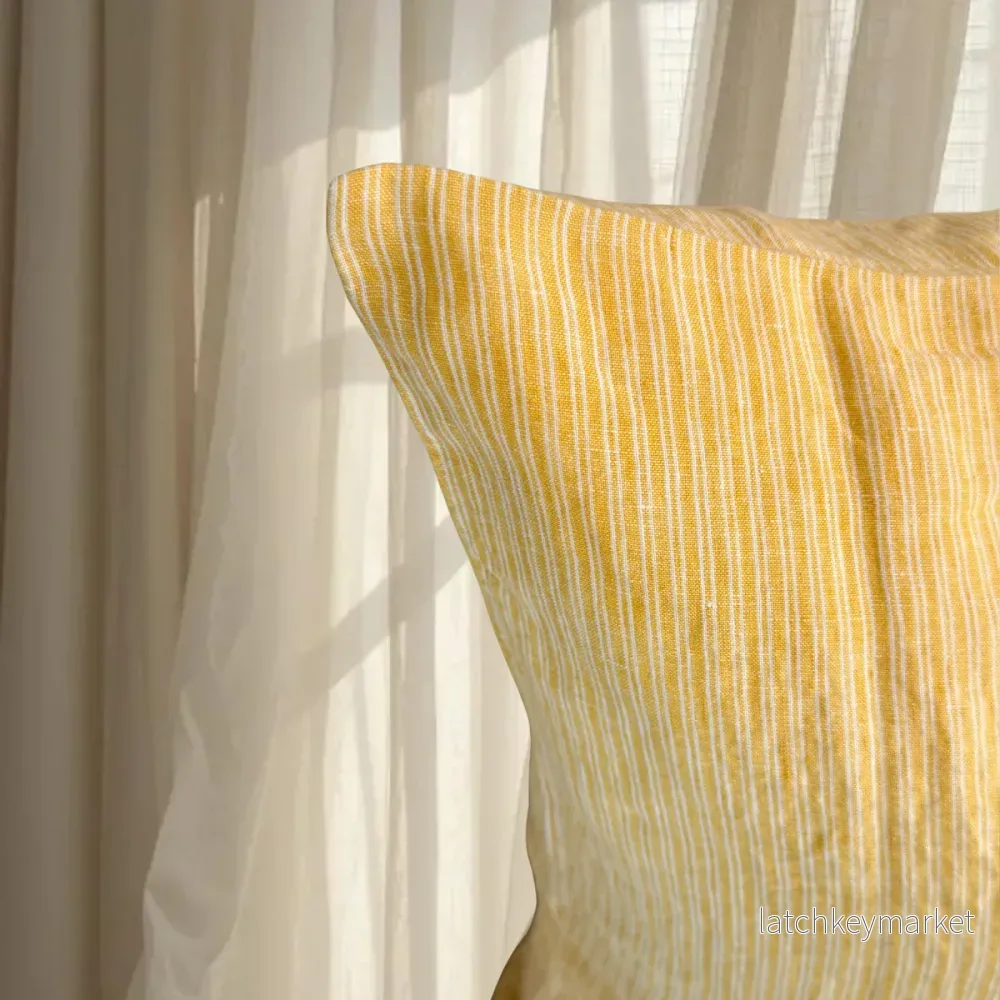 French Cushion Cover Yellow Stripe - Bild 2