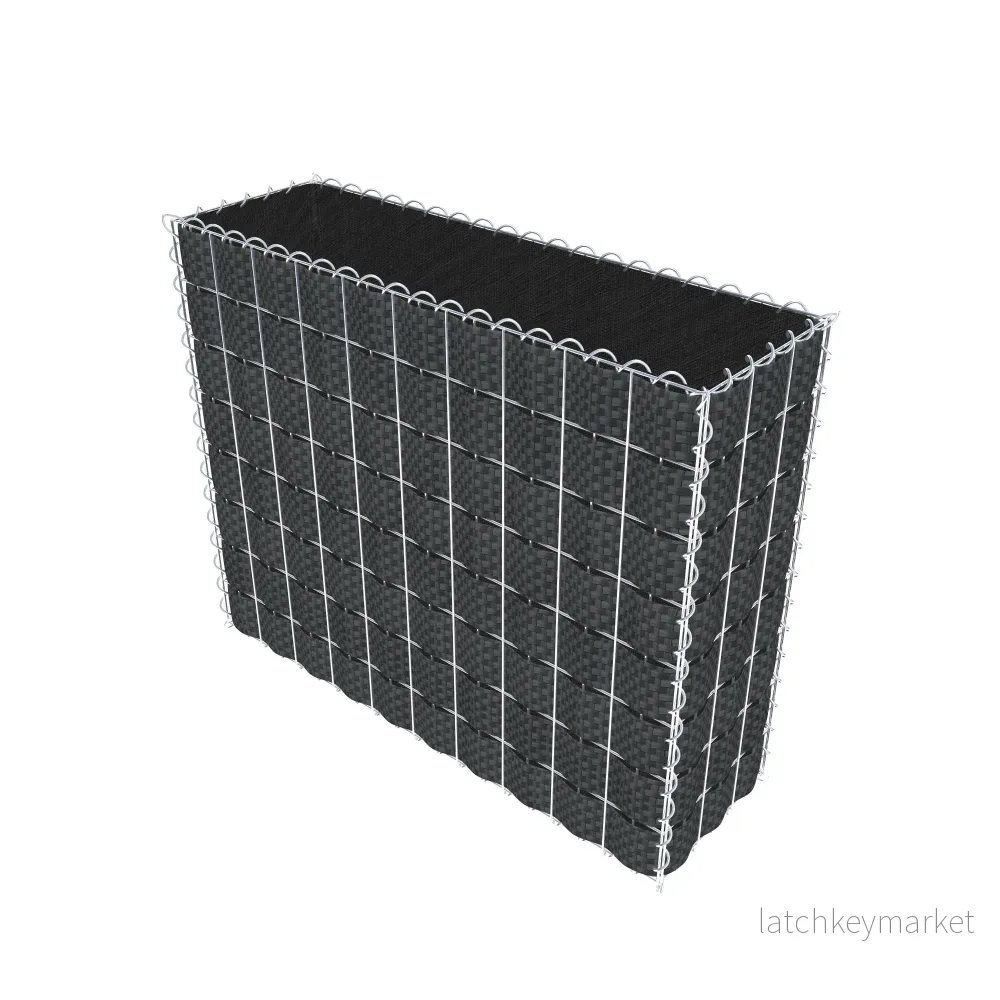 Beplanterad gabion med fleece & insynsskydd 100 cm x 80 cm x 30 cm (L x H x D), maskstorlek 5 cm x 10 cm, spiral - Bild 2