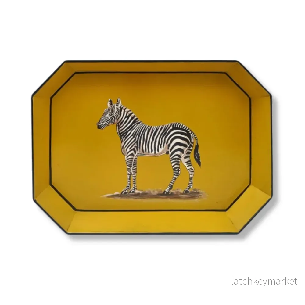 Bricka Handmålad Yellow Zebra Les Ottomans - Bild 2