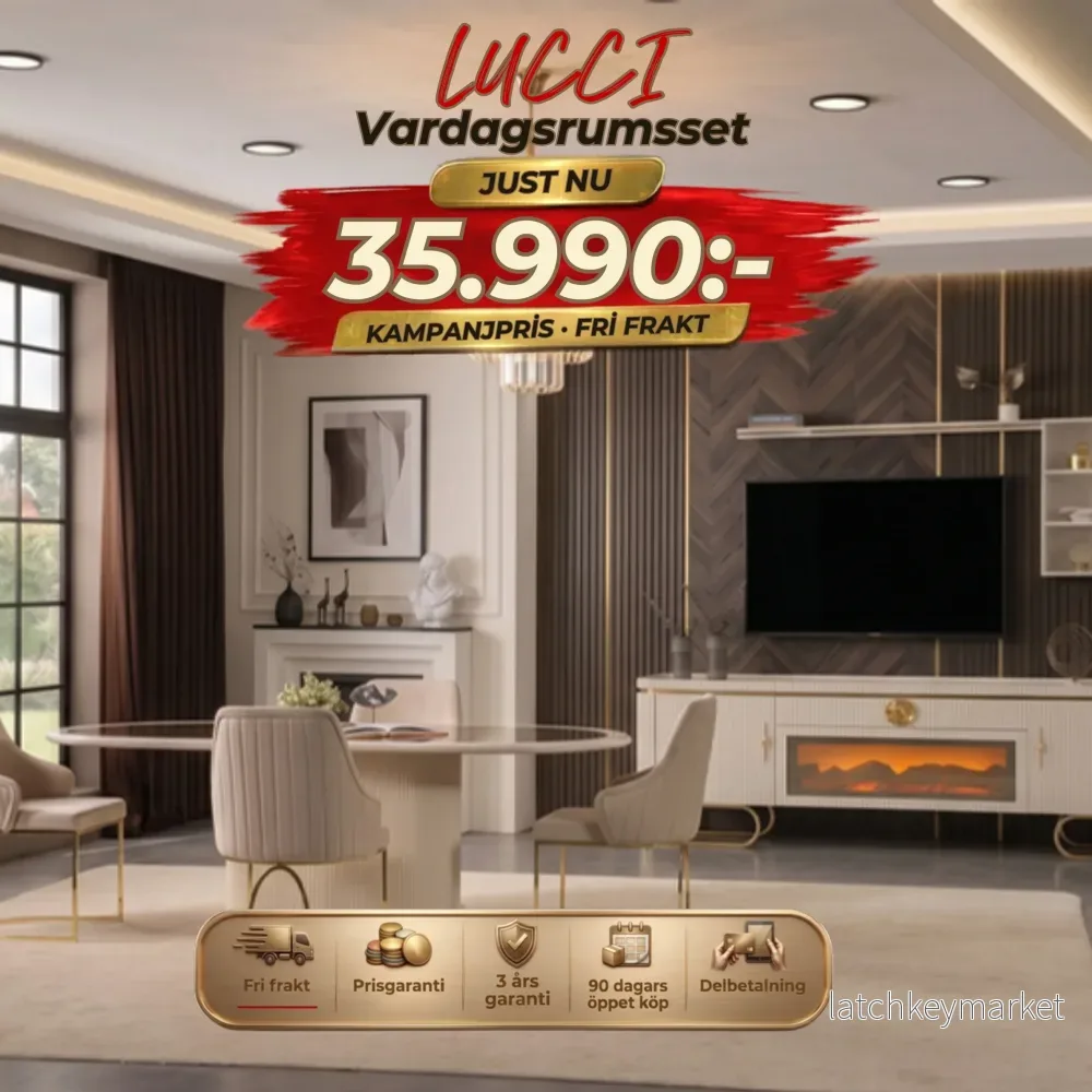 Lucci Vardagsrumsset – (Matbord med 6st Stolar-Soffbord-Tv Bänk)