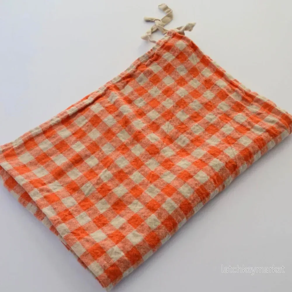 Kitchen Towel French Linen Orange Flax Gingham Kitchen Towel French Linen Orange Flax Gingham