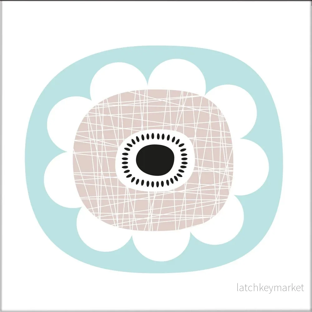 Kakeldekor retro pastell blomma 1 - Bild 2