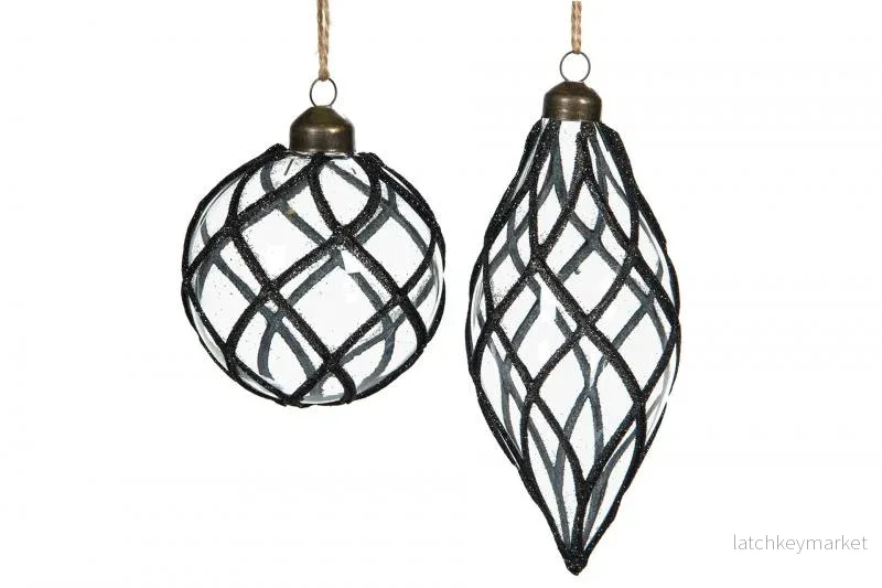 Julgranspynt Glaskula Rut Svart Mix 8cm 7x15cm 4-pack REA Julgranspynt Glaskula Rut Svart Mix 8cm 7x15cm 4-pack REA