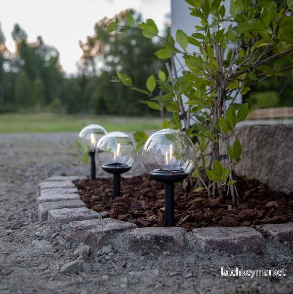 Trädgårdsbelysning DIV. Soldriven Solcellspollare Globe 3-pack