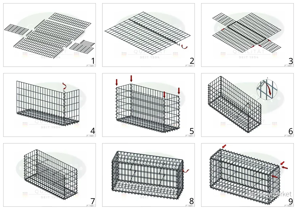 Gabion 100 cm x 30 cm x 40 cm (L x H x D), maskstorlek 5 cm x 10 cm, spiral - Bild 3