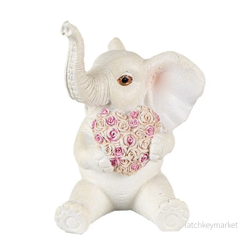 Dekoration Djur Elefant 10 Cm Vit Rosa Polyresin  REA