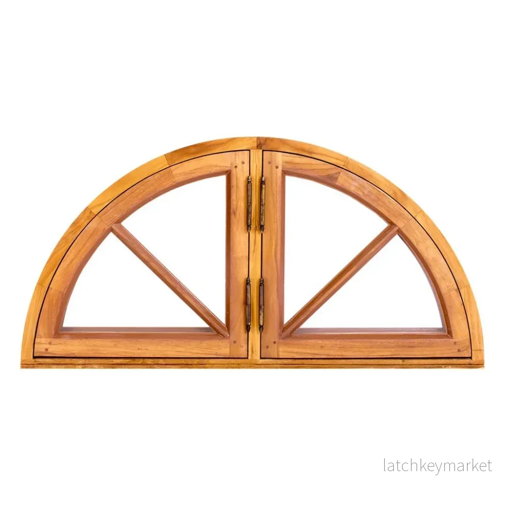 Halvmånefönster teak 1000×500 öppningsbart isolerglas Halvmånefönster teak 1000×500 öppningsbart isolerglas