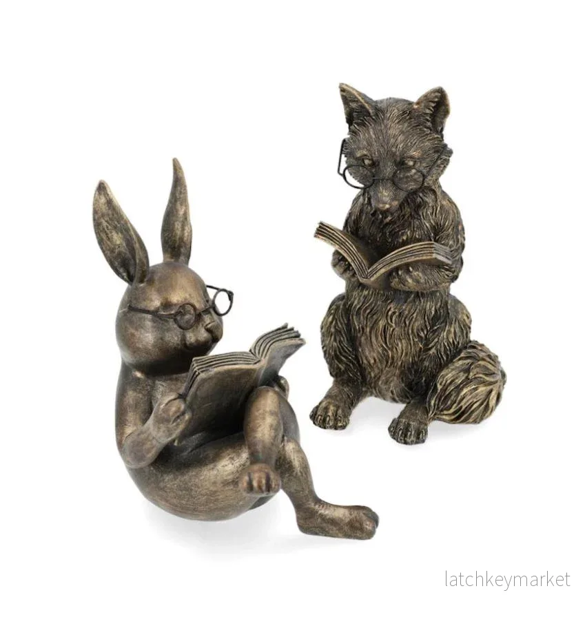 Dekoration Läsande Räv & Kanin Mix 17/14cm