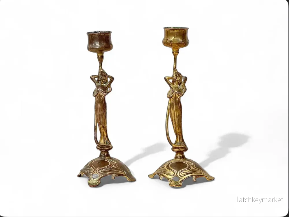 Ljusstakar Mässing Art Nouveau 1900-talets första hälft