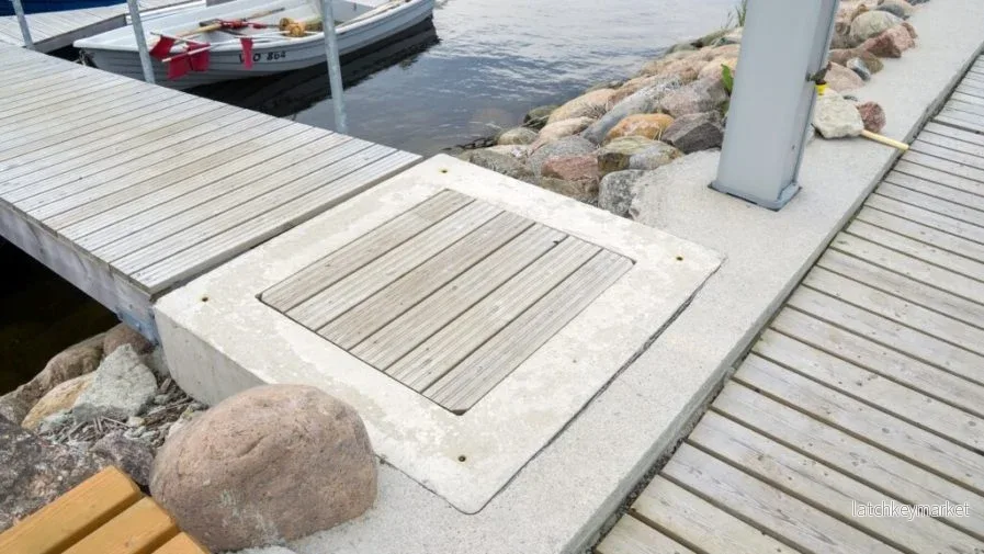 Landfäste i betong för brygga Landfäste i betong för brygga