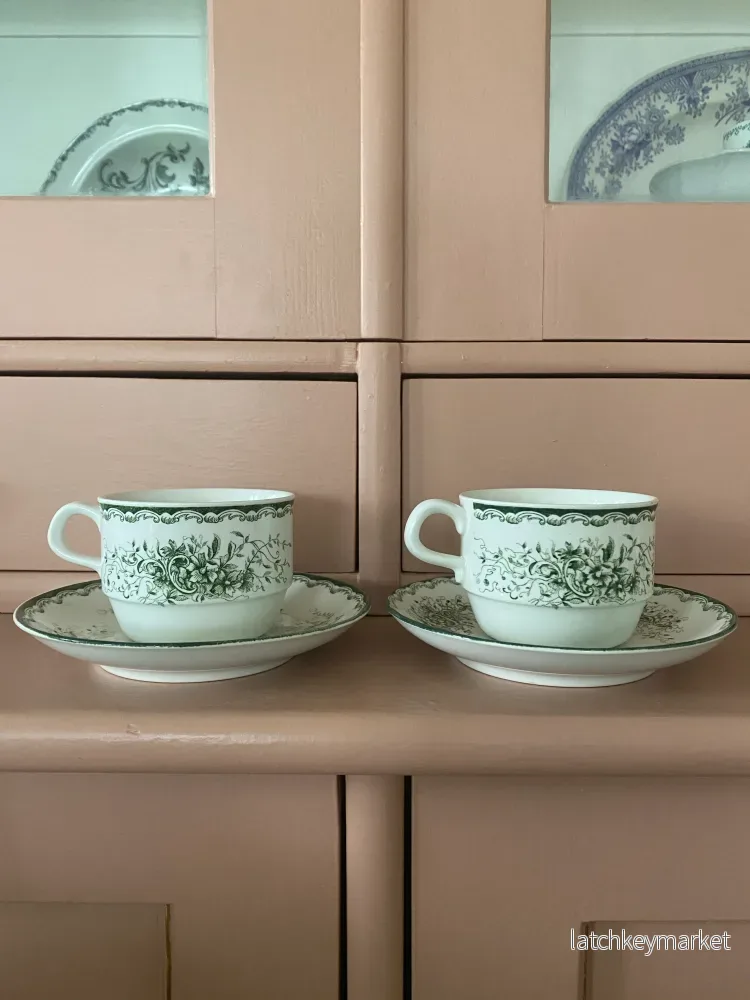 Gröna Anna Rörstrand - 2st kaffekoppar med fat