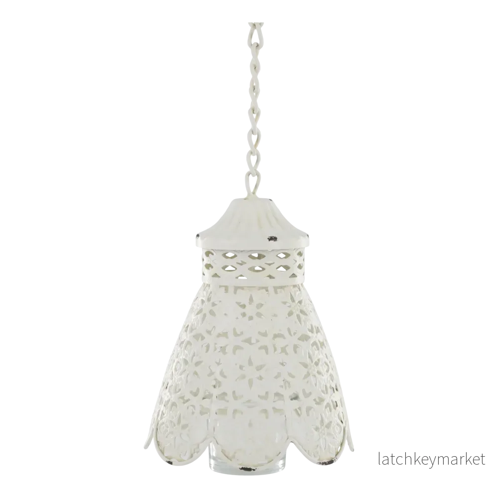 Ljuslykta hängande med skärm H18/Ø12,5 cm antik creme