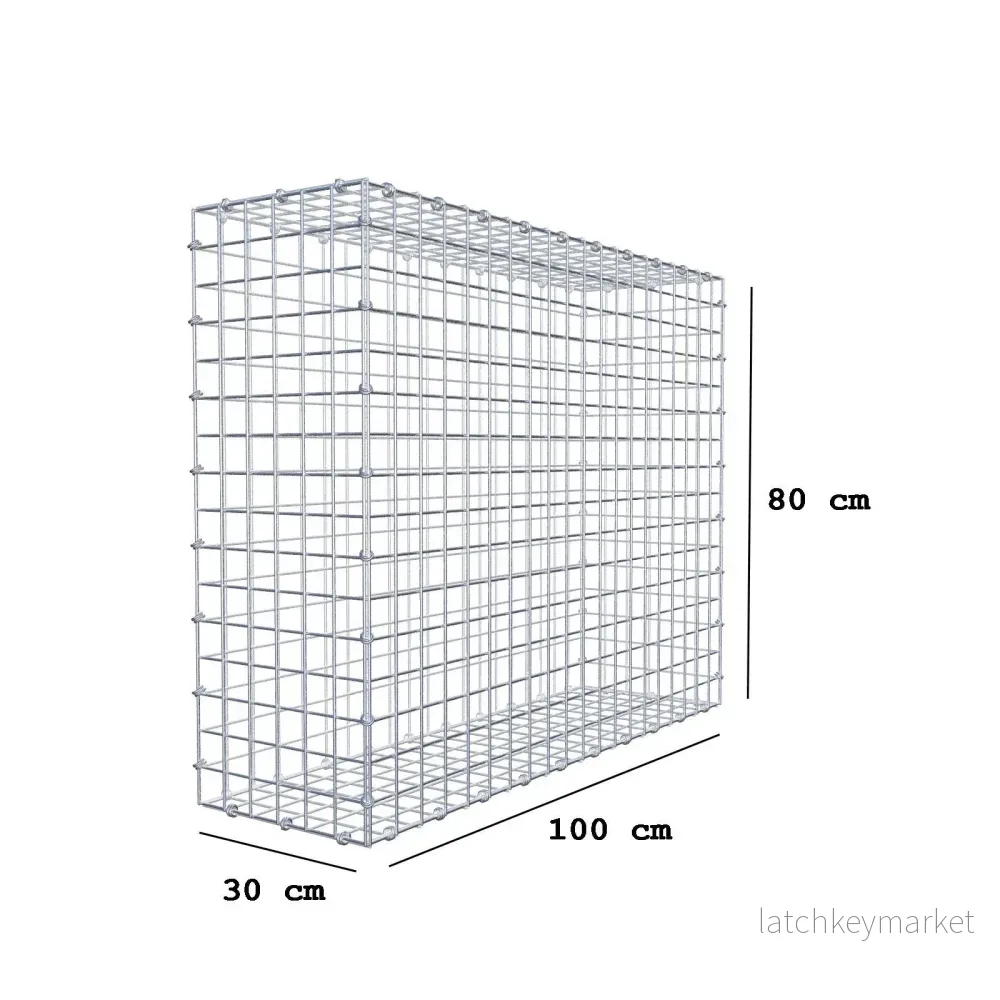 Gabion 100 cm x 80 cm x 30 cm (L x H x D), maskstorlek 5 x 5 cm, spiralring - Bild 2