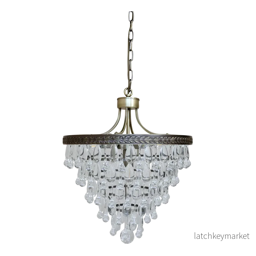 Taklampa Versailles Ljuskrona med droppformade glasprismor H54/Ø45 cm Taklampa Versailles Ljuskrona med droppformade glasprismor H54/Ø45 cm