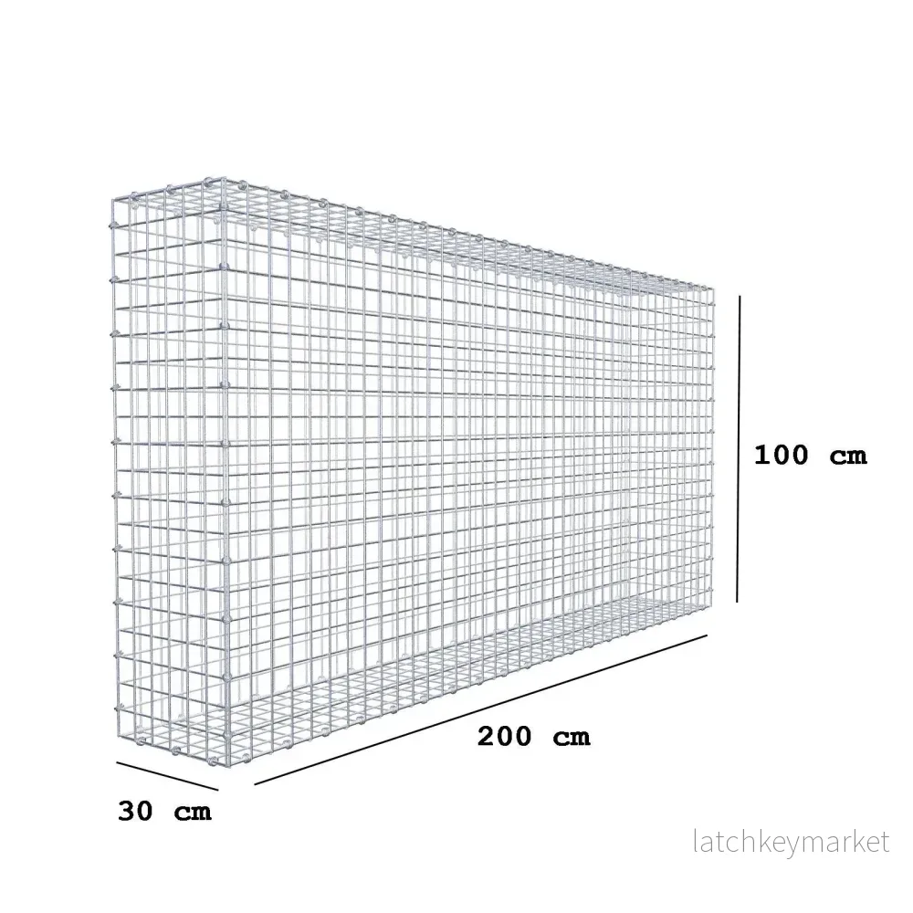Gabion 200 cm x 100 cm x 30 cm (L x H x D), maskstorlek 5 x 5 cm, spiralring - Bild 2