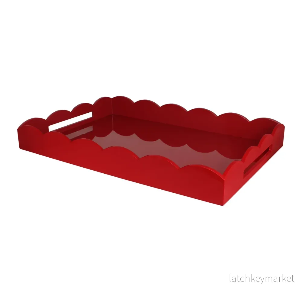 Scalloped Large Tray Burgundy Scalloped Large Tray Burgundy
