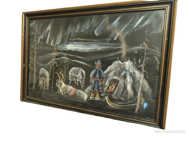 Vinterscen med renar (55 × 37 cm)