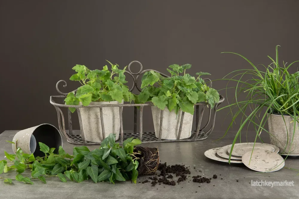 Blomkruka Utomhus Blomlåda Vägg korg 3-pack Antik HH - Bild 3