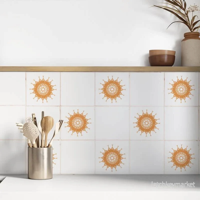 Kakeldekor mönstrad cirkel orange