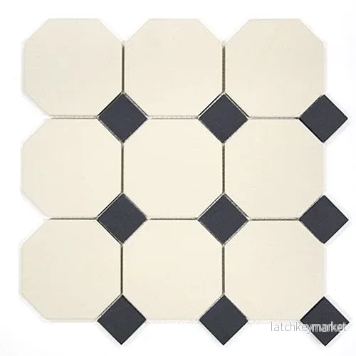 Klinker Victorian octagon vit/svart Klinker Victorian octagon vit/svart