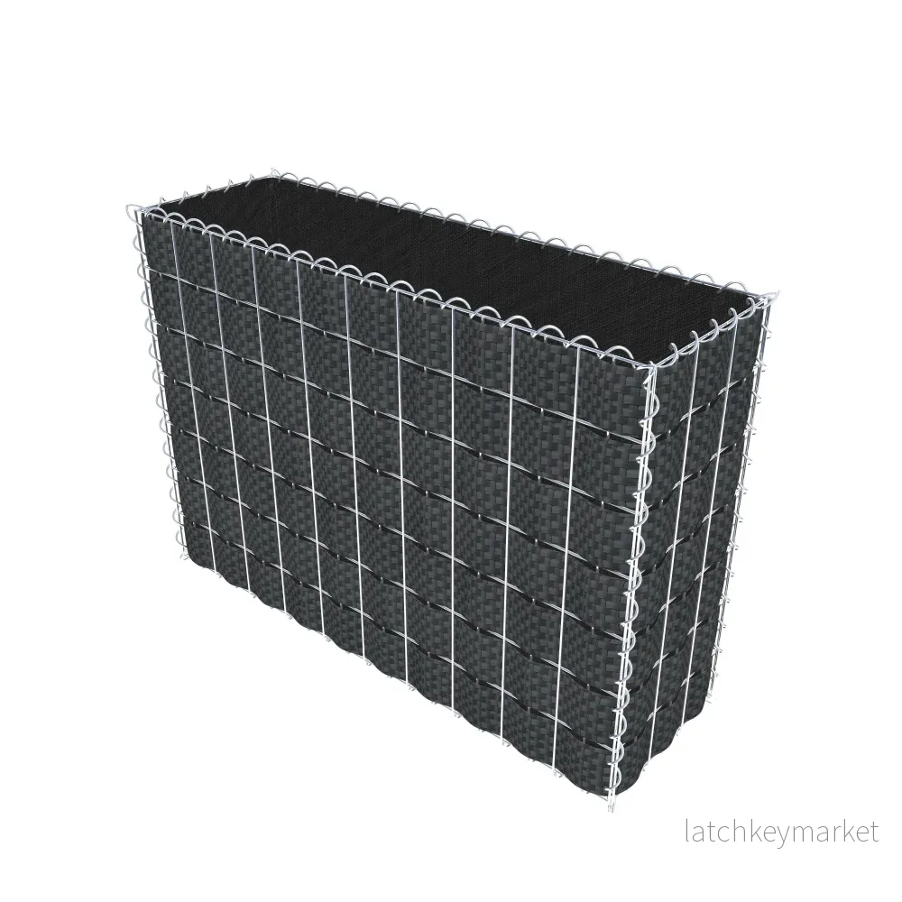 Grön gabion med fleece & insynsskydd 100 cm x 70 cm x 30 cm (L x H x D), maskstorlek 5 cm x 10 cm, spiral - Bild 2