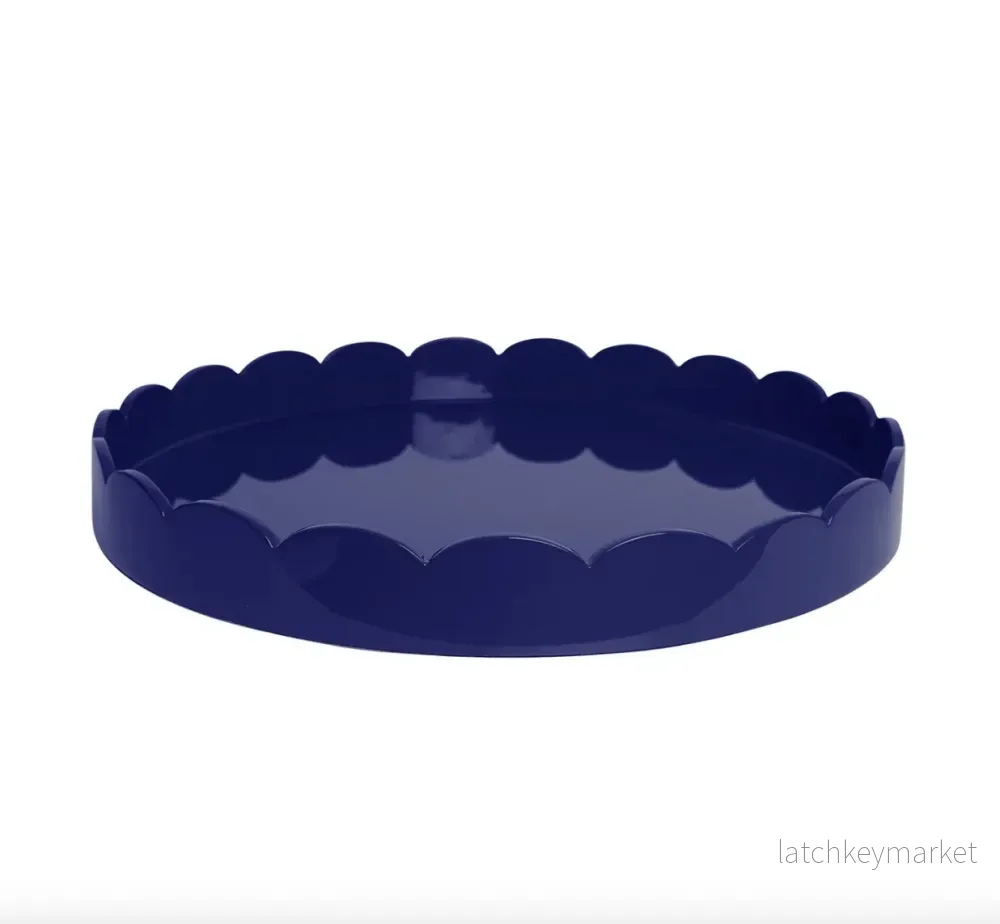 Scalloped Round Large Tray Navy Blue Scalloped Round Large Tray Navy Blue