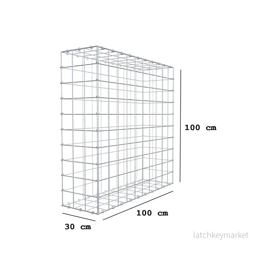 Gabion 100 cm x 100 cm x 30 cm (L x H x D), maskstorlek 10 x 10 cm, spiralring - Bild 2