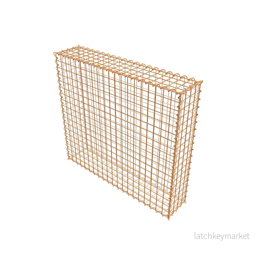 Rostig gabion 100 cm x 90 cm x 20 cm (L x H x D), maskstorlek 5 cm x 5 cm, spiral - Bild 2