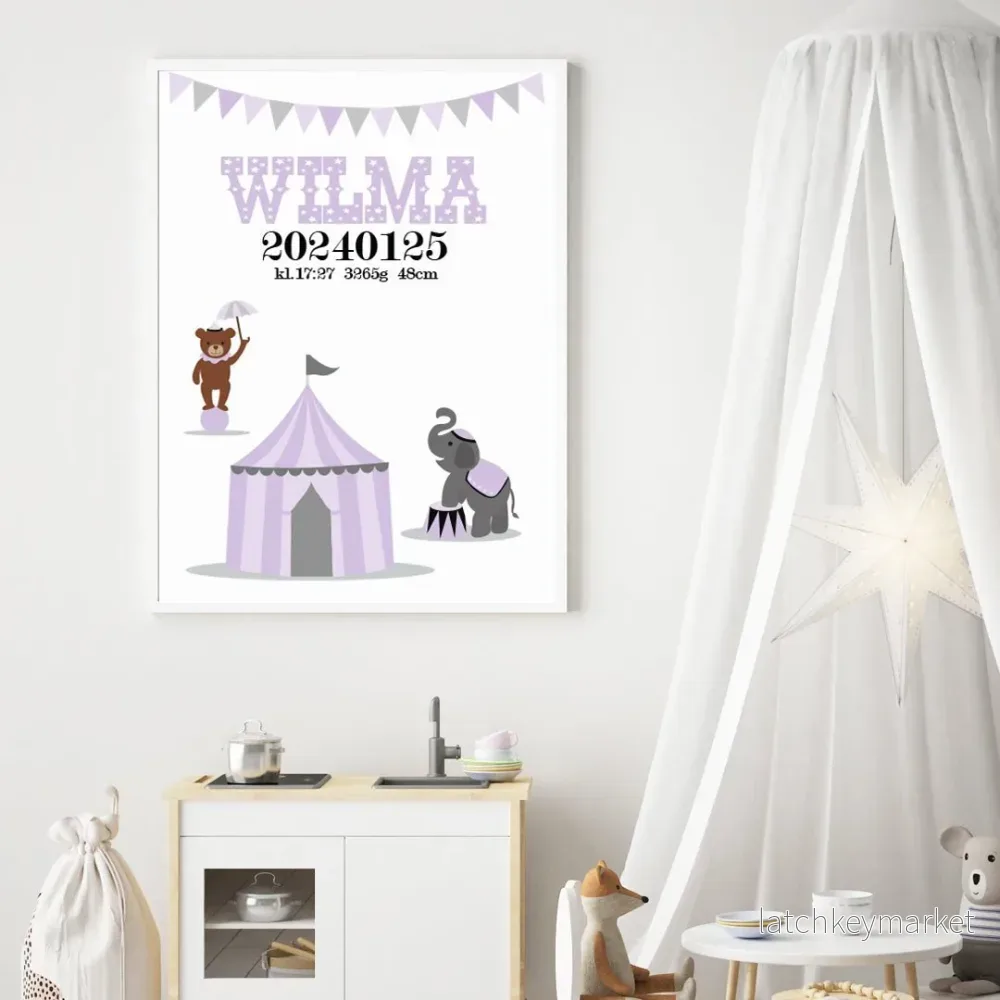 Namntavla Cirkus lila - Bild 2