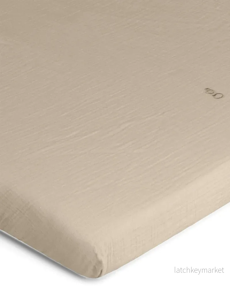 Muslin Dra-På-Lakan, Olive, 180x200 cm - Bild 3