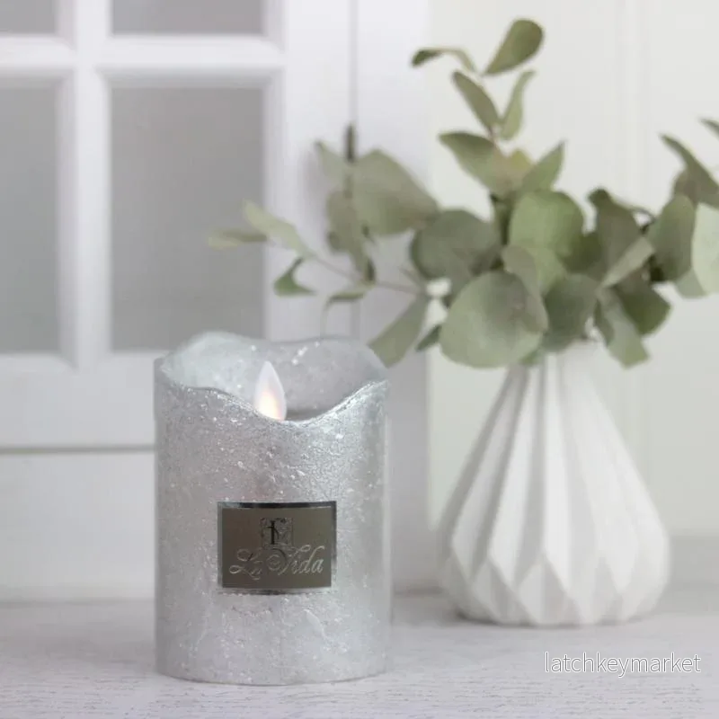 Batteridrivet Ljus Batteridrivet blockljus LED med timer silver 11 cm REA - Bild 3