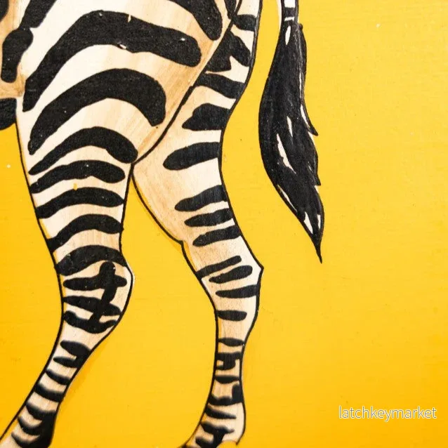 Bricka Handmålad Yellow Zebra Les Ottomans - Bild 3
