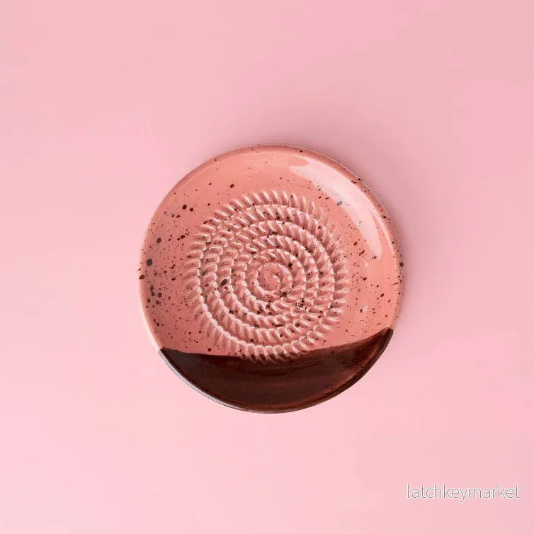 Small Ceramic Garlic Grater Plate - Gift Ready - Chocolate