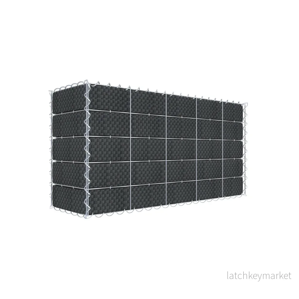 Grön gabion med fleece & insynsskydd 100 cm x 50 cm x 30 cm (L x H x D), maskstorlek 10 cm x 10 cm, spiral Grön gabion med fleece & insynsskydd 100 cm x 50 cm x 30 cm (L x H x D), maskstorlek 10 cm x 10 cm, spiral