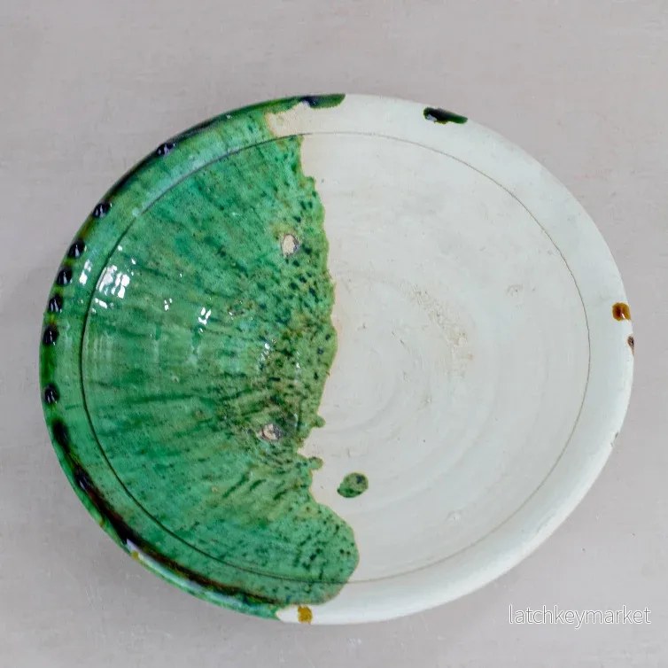 Moroccan Tamegroute Half Glazed Plate - Handmade Pottery 30 cm - Bild 2