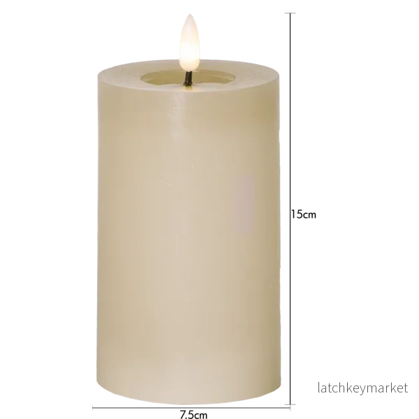 Stearinlys LED Blokklys Flamme Flow Beige 15 cm - Bild 3