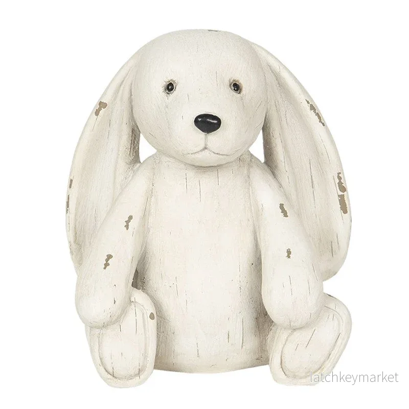 Dekoration Djur Hund 14x12x16 cm Vit Polyresin  REA