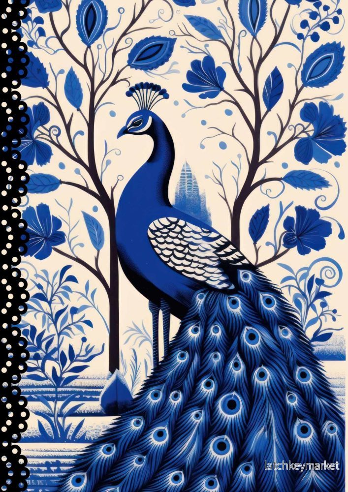 Decoupagepapper Blue Peacock Decoupagepapper Blue Peacock